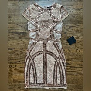 Lulu's Gold Sequin Mini Dress, XS—NWT